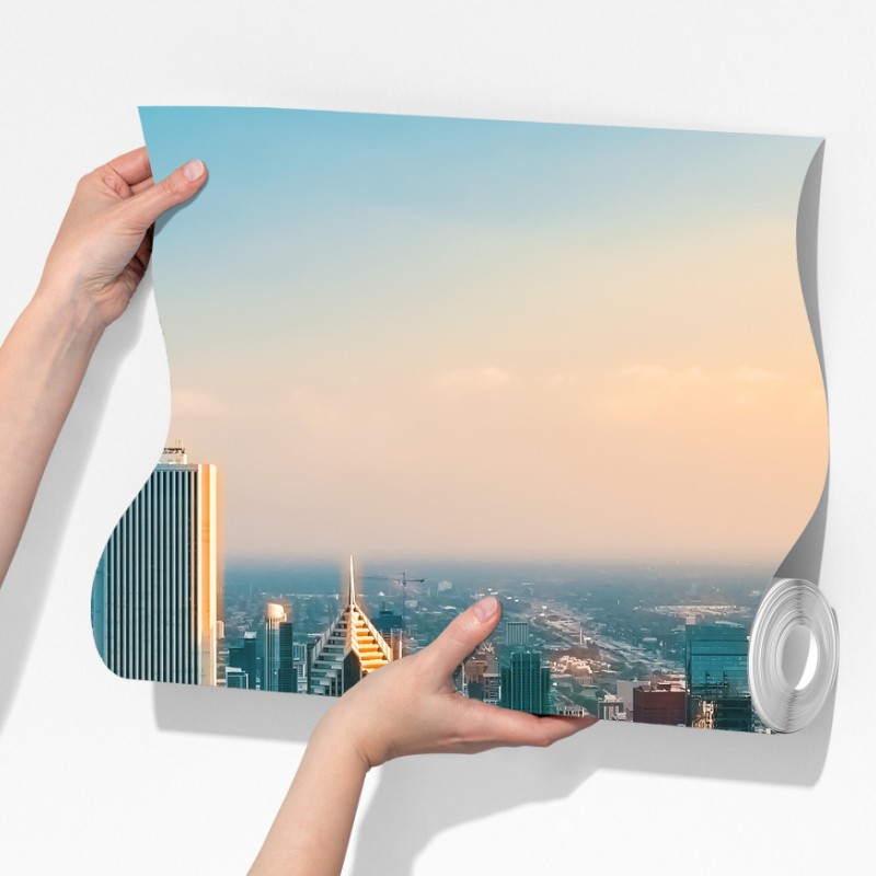 Fototapeta Chicago panorama miasta o zachodzie słońca – Wallissimo® Fototapeta Chicago panorama miasta o zachodzie słońca – Wallissimo®