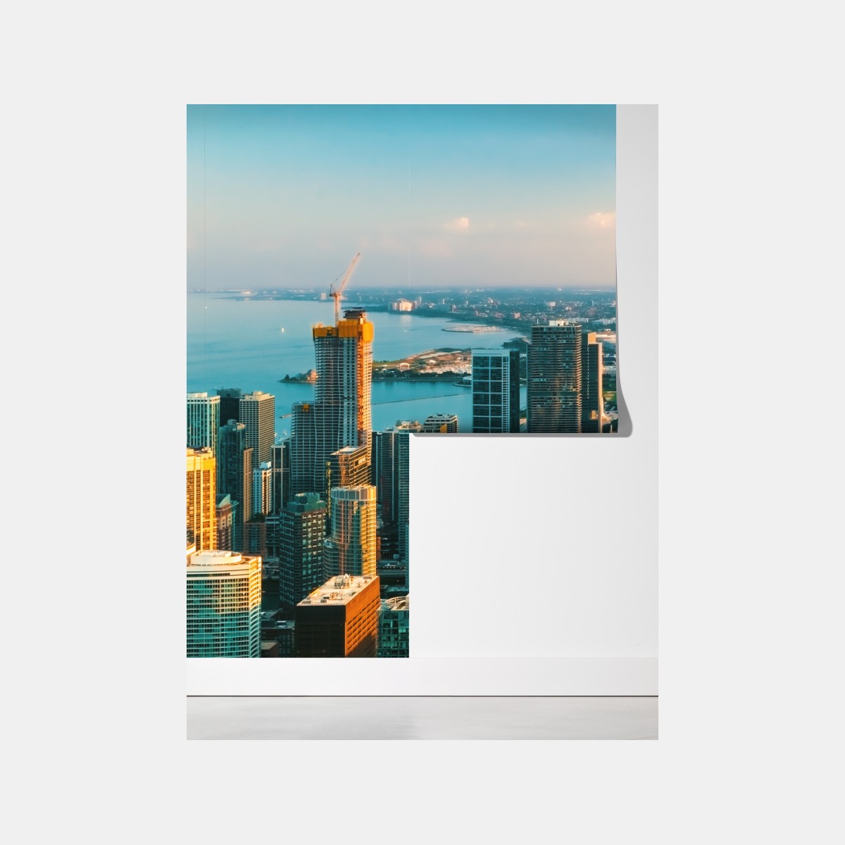 Fototapeta Chicago panorama miasta o zachodzie słońca – Wallissimo® Fototapeta Chicago panorama miasta o zachodzie słońca – Wallissimo®