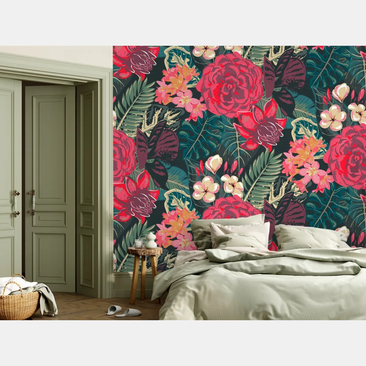 Fototapeta tropikalny wzór kwiatowy w różu i turkusie – Wallissimo® Fototapeta tropikalny wzór kwiatowy w różu i turkusie – Wallissimo®