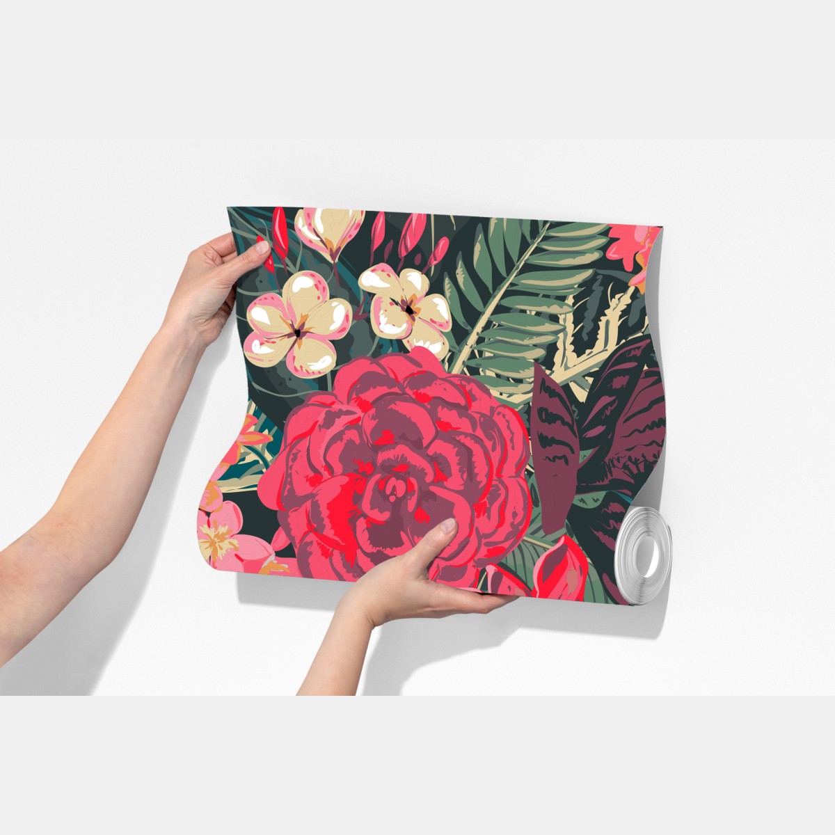 Fototapeta tropikalny wzór kwiatowy w różu i turkusie – Wallissimo® Fototapeta tropikalny wzór kwiatowy w różu i turkusie – Wallissimo®