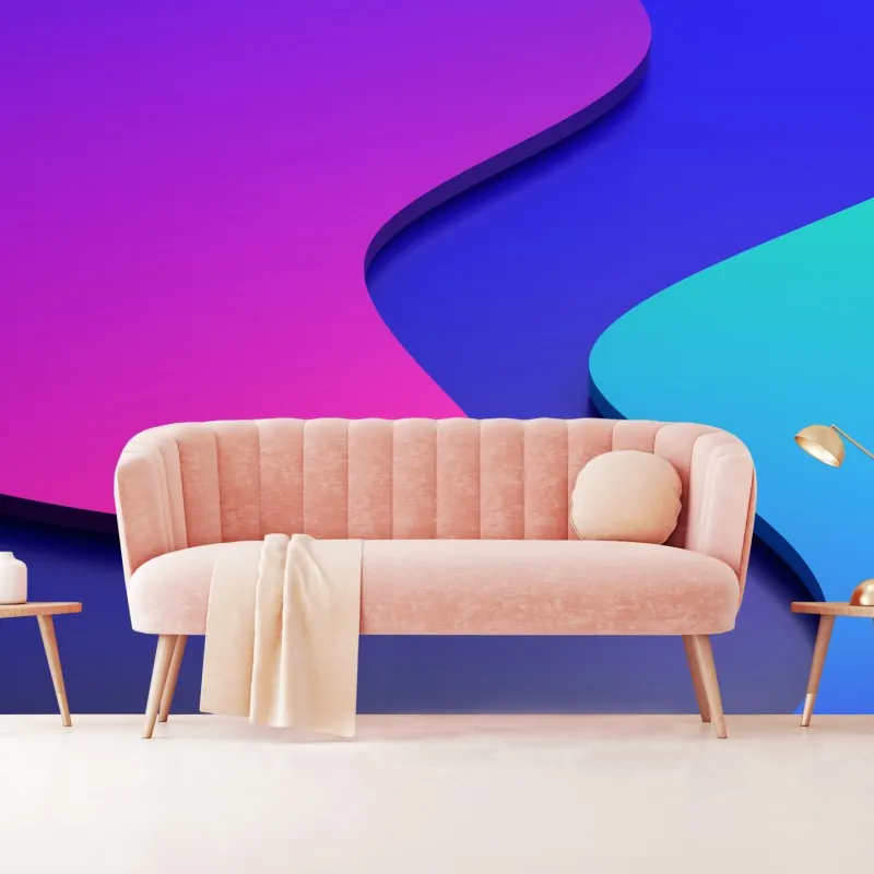 Wall mural vibrant purple and blue abstract 3d shapes