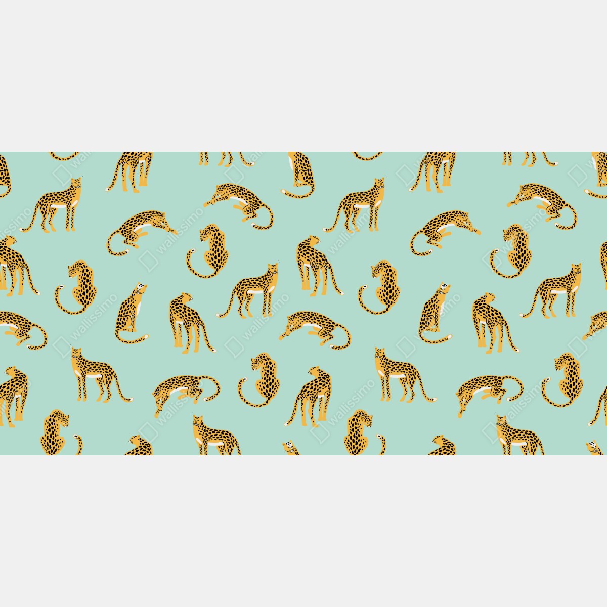 Fototapeta zabawny wzór gepardów na turkusowym tle – Wallissimo® Fototapeta zabawny wzór gepardów na turkusowym tle – Wallissimo®