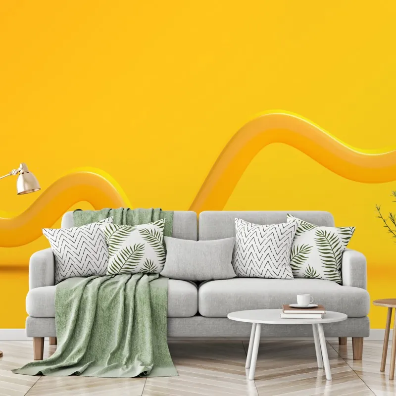 Wall mural sunny yellow 3d abstract curve