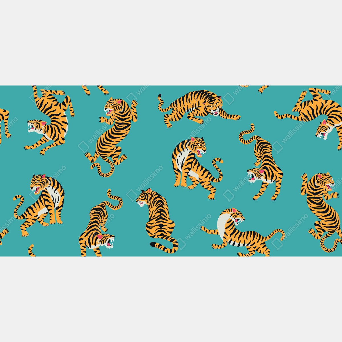 Fototapeta stylizowany motyw tygrysa na turkusowym tle – Wallissimo® Fototapeta stylizowany motyw tygrysa na turkusowym tle – Wallissimo®