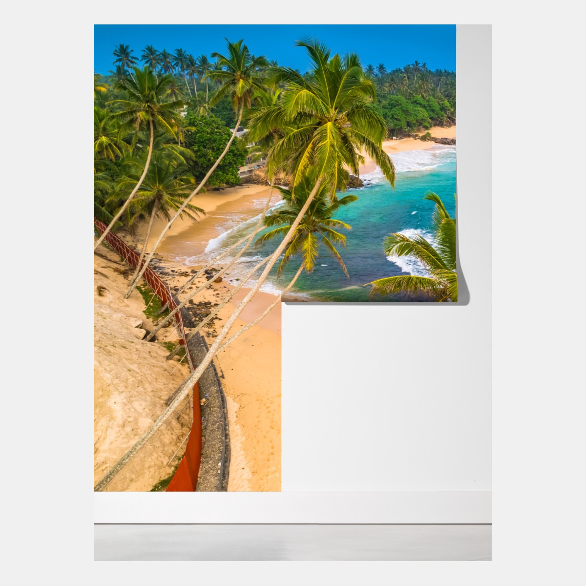 Fototapeta turkusowe tropikalne wybrzeże z palmami – Wallissimo® Fototapeta turkusowe tropikalne wybrzeże z palmami – Wallissimo®