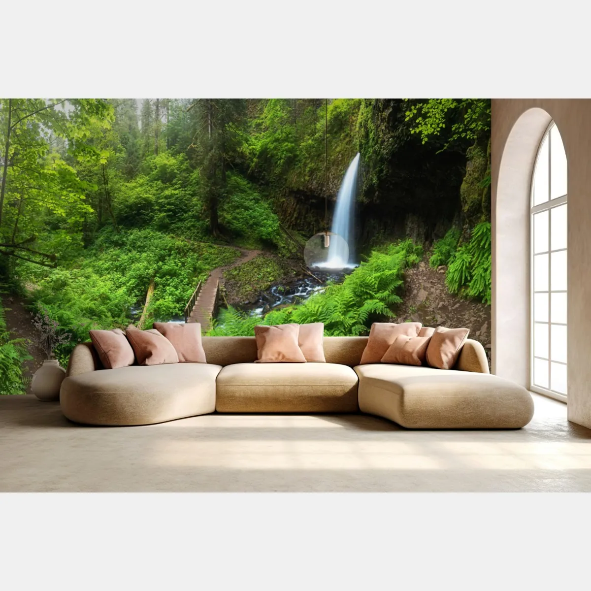 Fototapeta bujny leśny wodospad panorama – Wallissimo® Fototapeta bujny leśny wodospad panorama – Wallissimo®