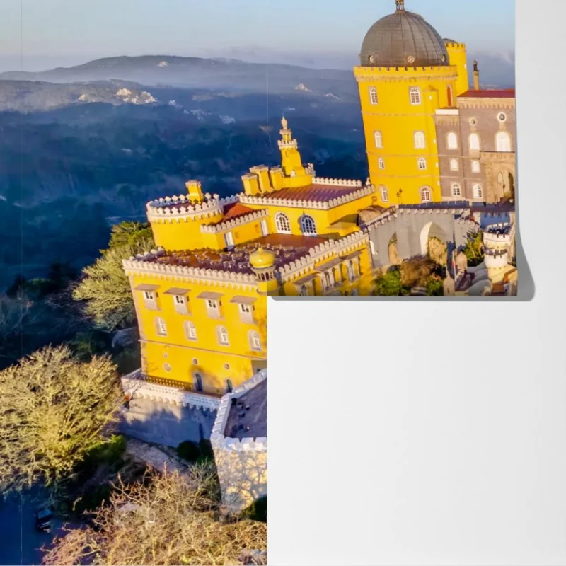 Fototapeta kolorowy pałac Pena w Sintrze – Wallissimo® Fototapeta kolorowy pałac Pena w Sintrze – Wallissimo®