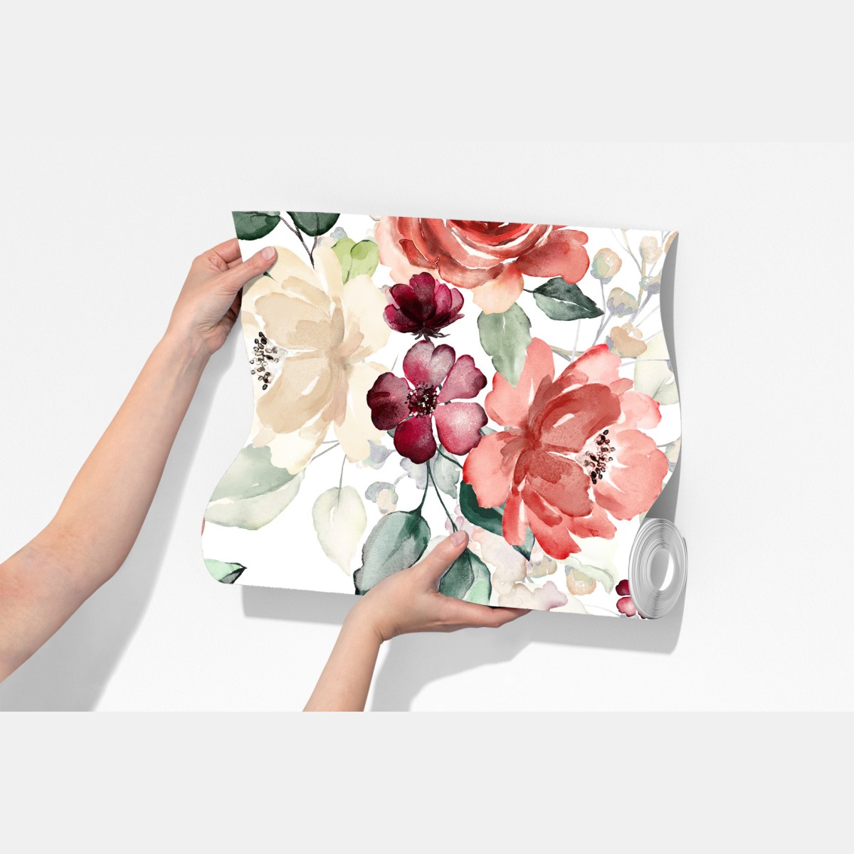 Fototapeta delikatny akwarelowy wzór róż – Wallissimo® Fototapeta delikatny akwarelowy wzór róż – Wallissimo®