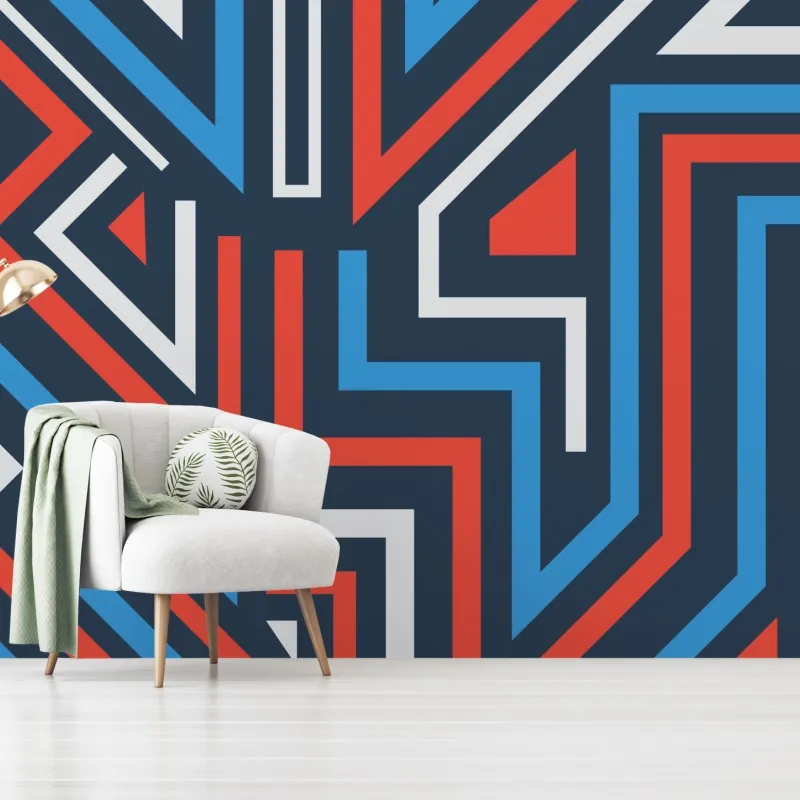 Wall mural bold geometric lines