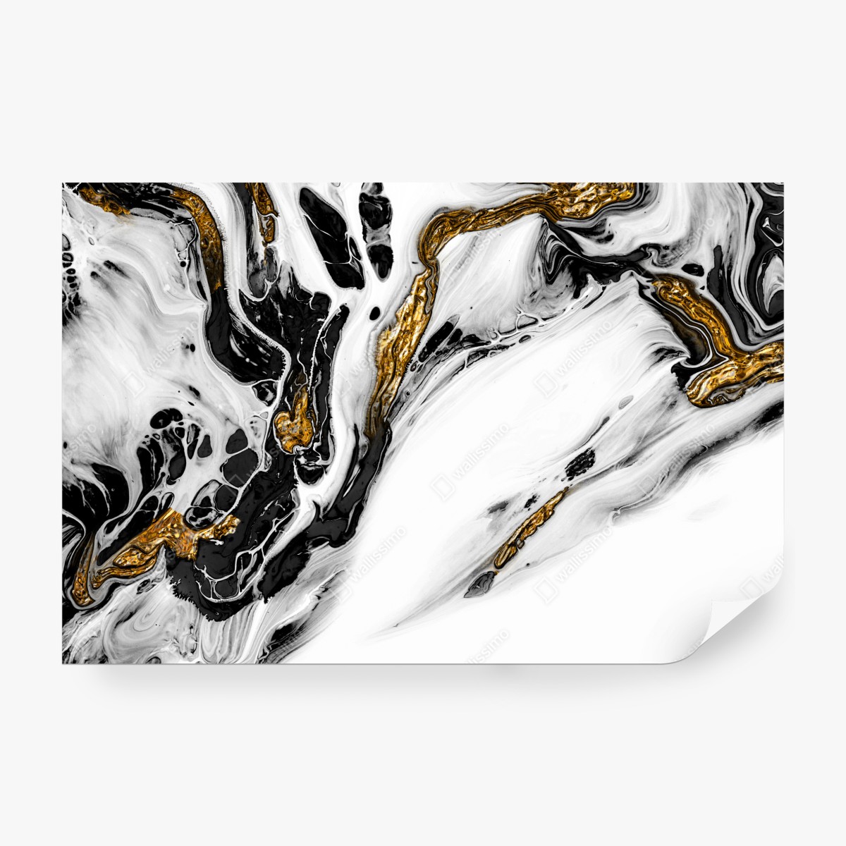 Fototapeta czarno-biała abstrakcja ze złotymi żyłami – Wallissimo® Fototapeta czarno-biała abstrakcja ze złotymi żyłami – Wallissimo®