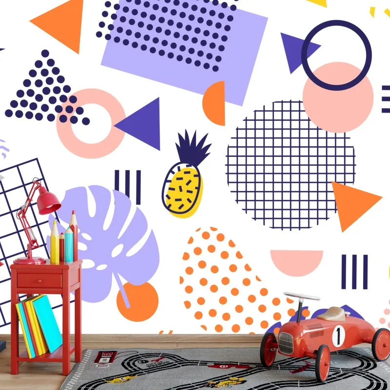 Wall mural playful tropical geometric pattern