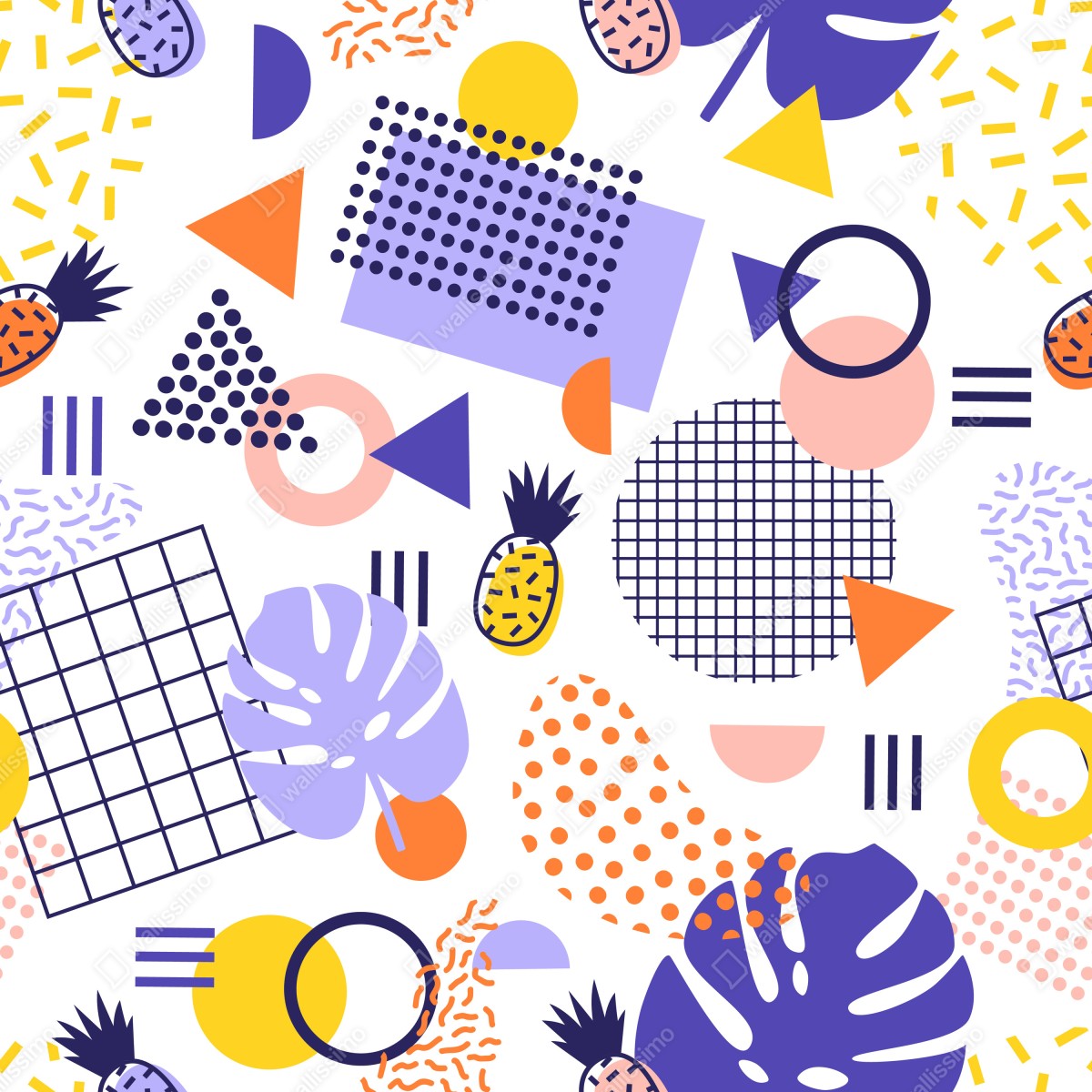 Fototapeta zabawny tropikalny wzór geometryczny – Wallissimo® Fototapeta zabawny tropikalny wzór geometryczny – Wallissimo®