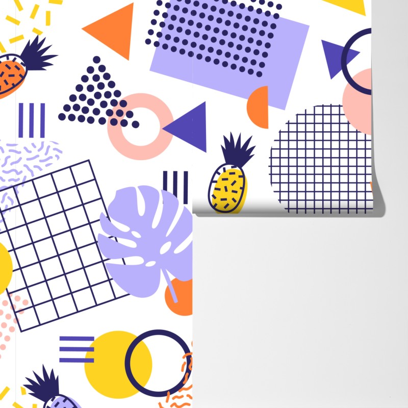 Fototapeta zabawny tropikalny wzór geometryczny – Wallissimo® Fototapeta zabawny tropikalny wzór geometryczny – Wallissimo®