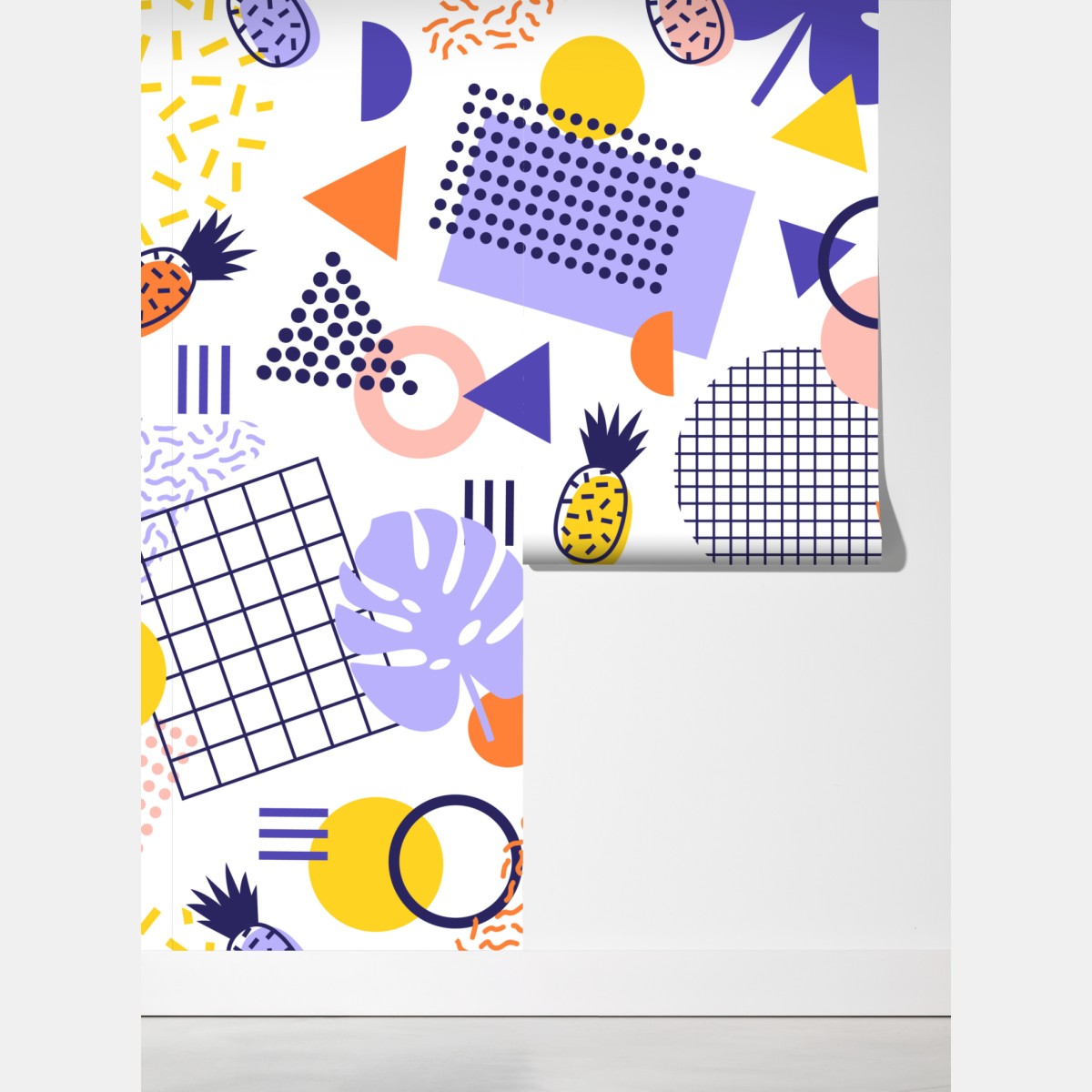 Fototapeta zabawny tropikalny wzór geometryczny – Wallissimo® Fototapeta zabawny tropikalny wzór geometryczny – Wallissimo®