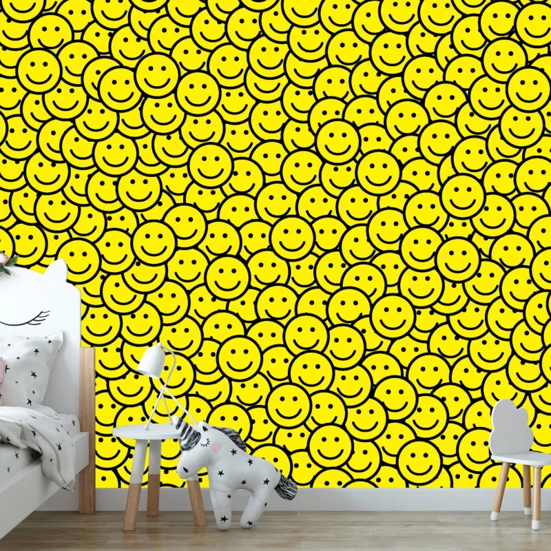 Wall mural cheerful smiley faces pattern