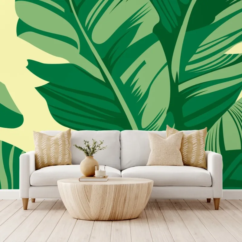 Wall mural tropical banana leaves pattern