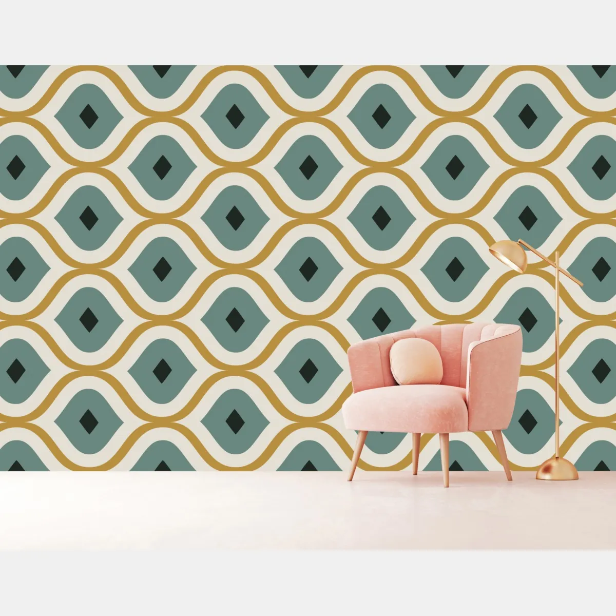 Fototapeta niebiesko-złoty geometryczny ornament – Wallissimo® Fototapeta niebiesko-złoty geometryczny ornament – Wallissimo®