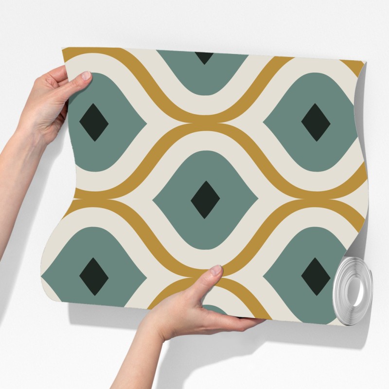 Fototapeta niebiesko-złoty geometryczny ornament – Wallissimo® Fototapeta niebiesko-złoty geometryczny ornament – Wallissimo®