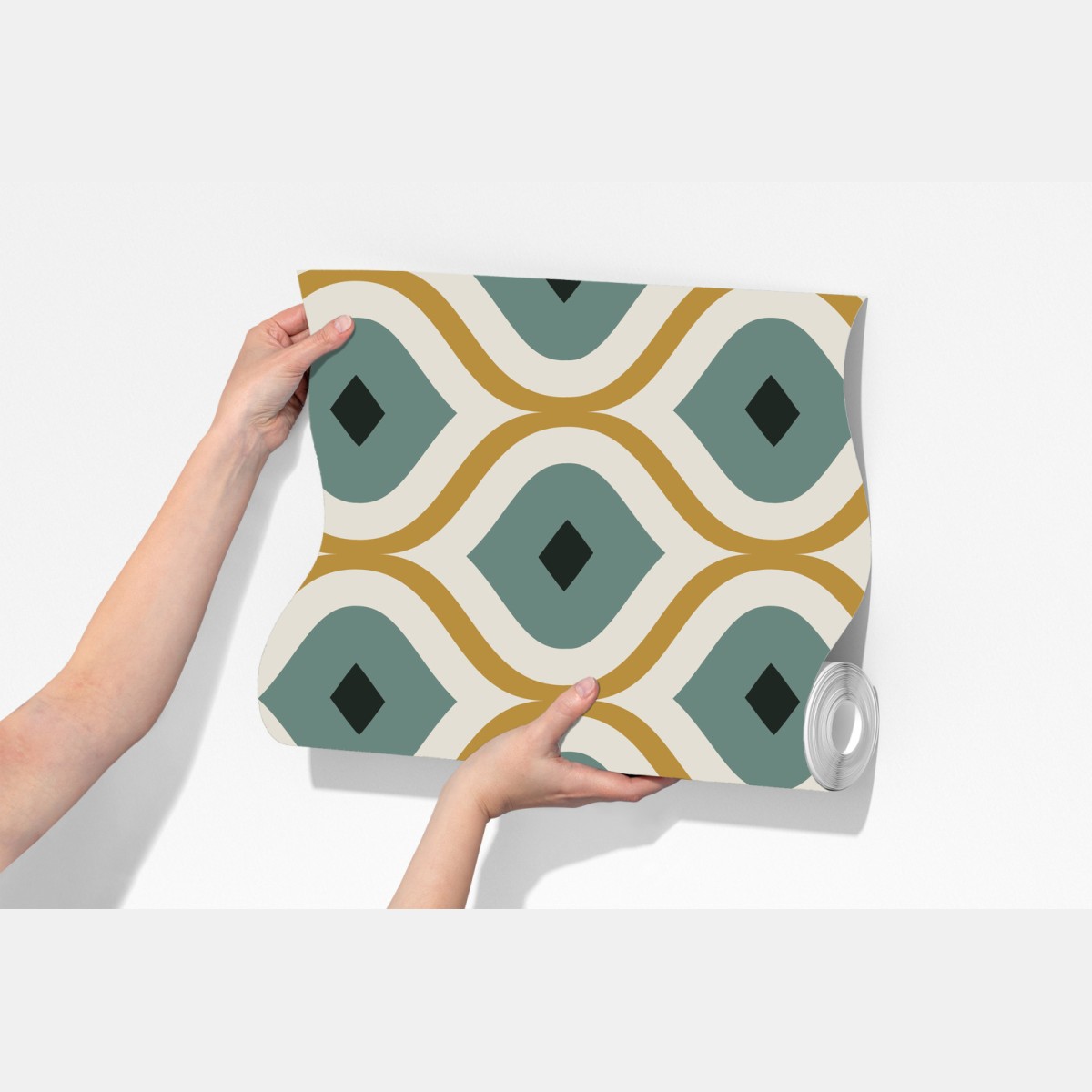 Fototapeta niebiesko-złoty geometryczny ornament – Wallissimo® Fototapeta niebiesko-złoty geometryczny ornament – Wallissimo®