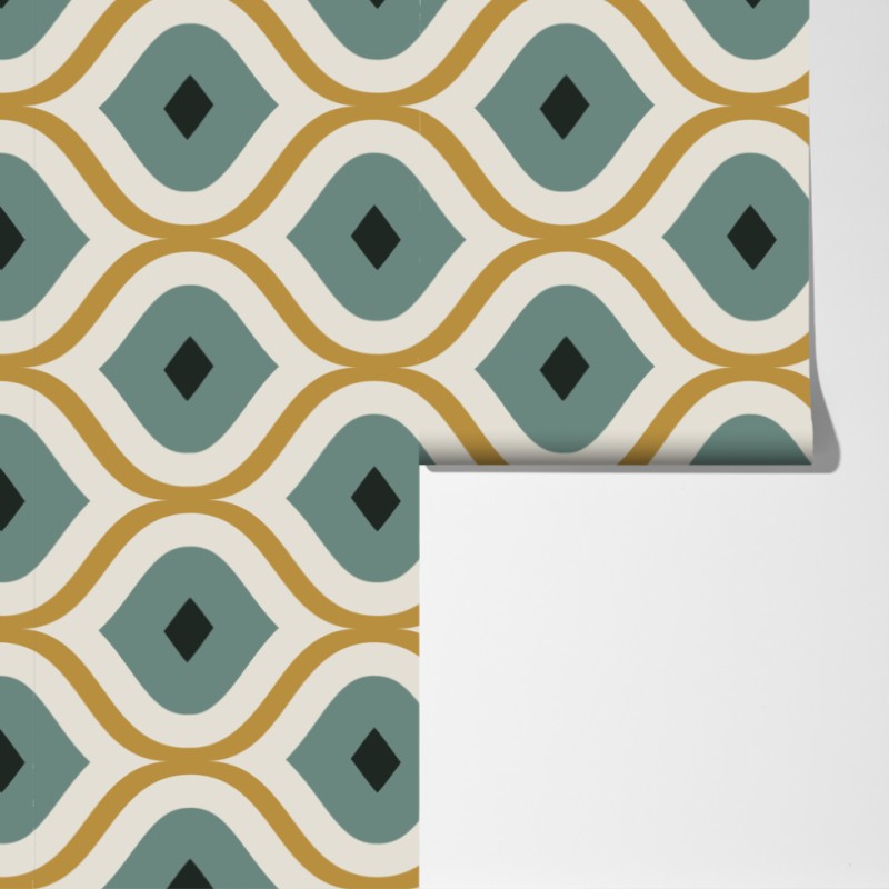 Fototapeta niebiesko-złoty geometryczny ornament – Wallissimo® Fototapeta niebiesko-złoty geometryczny ornament – Wallissimo®