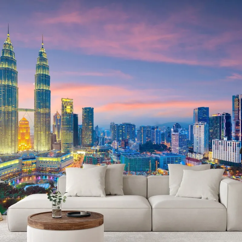 Wall mural Kuala Lumpur skyline at twilight