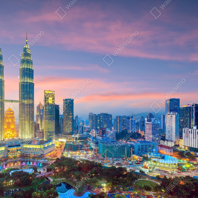 Fototapeta Kuala Lumpur panorama miasta o zmierzchu – Wallissimo® Fototapeta Kuala Lumpur panorama miasta o zmierzchu – Wallissimo®