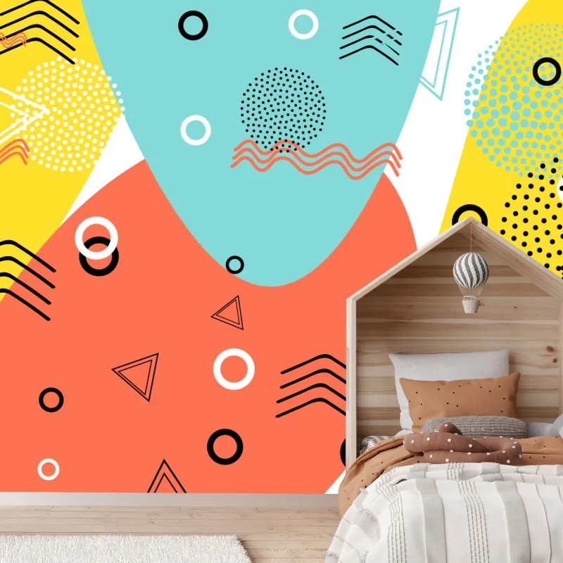 Wall mural playful geometric pattern