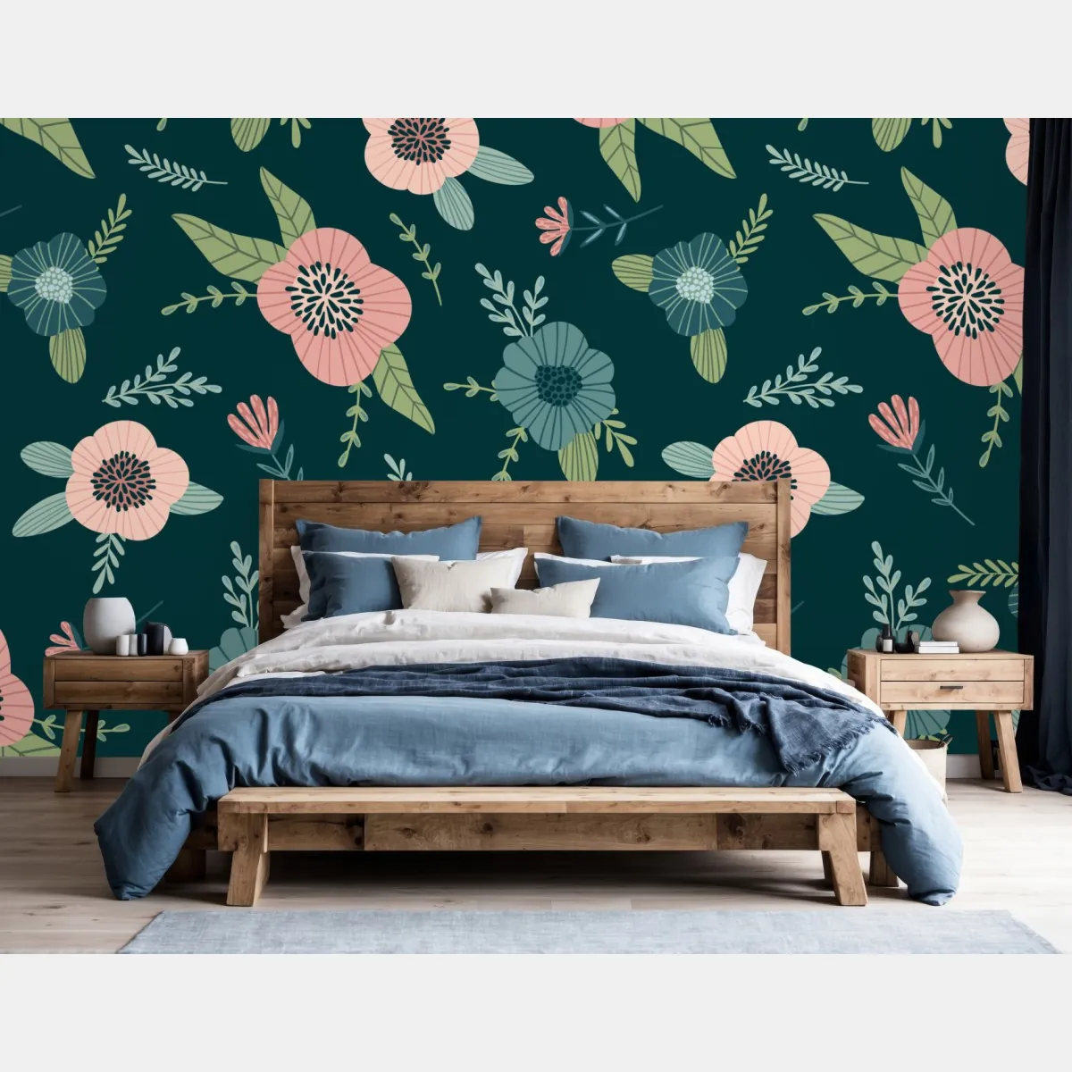 Fototapeta pastelowy botaniczny wzór kwiatowy – Wallissimo® Fototapeta pastelowy botaniczny wzór kwiatowy – Wallissimo®