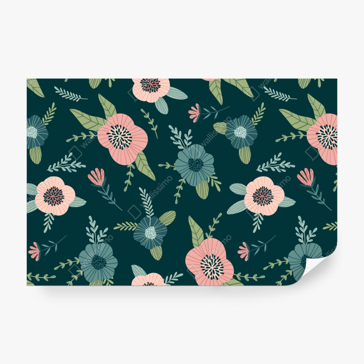 Fototapeta pastelowy botaniczny wzór kwiatowy – Wallissimo® Fototapeta pastelowy botaniczny wzór kwiatowy – Wallissimo®