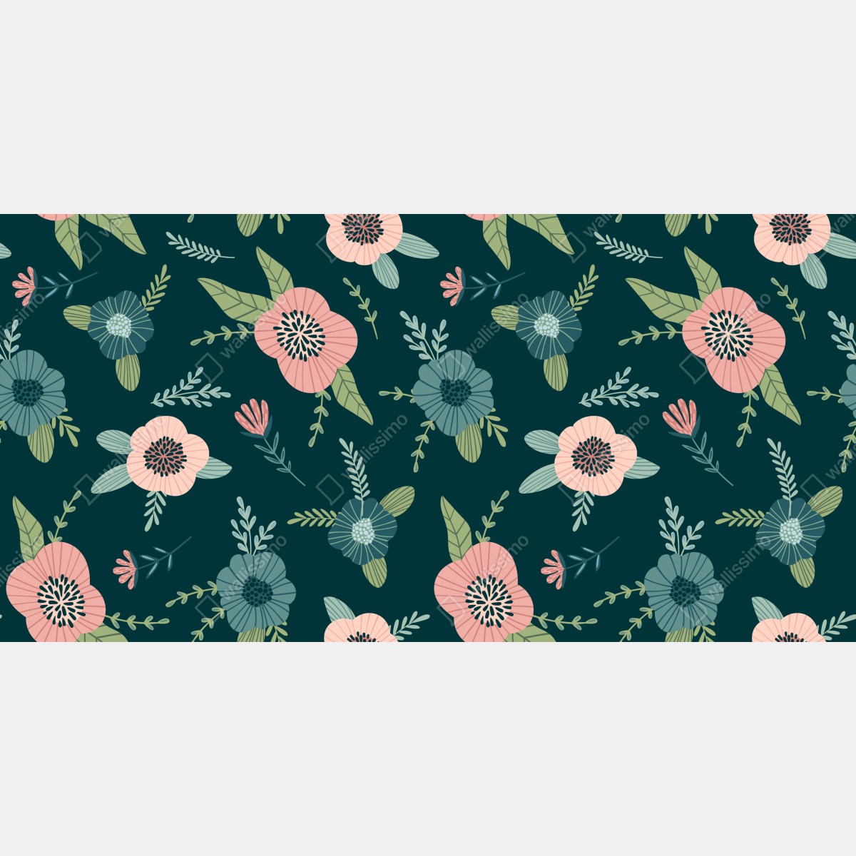 Fototapeta pastelowy botaniczny wzór kwiatowy – Wallissimo® Fototapeta pastelowy botaniczny wzór kwiatowy – Wallissimo®
