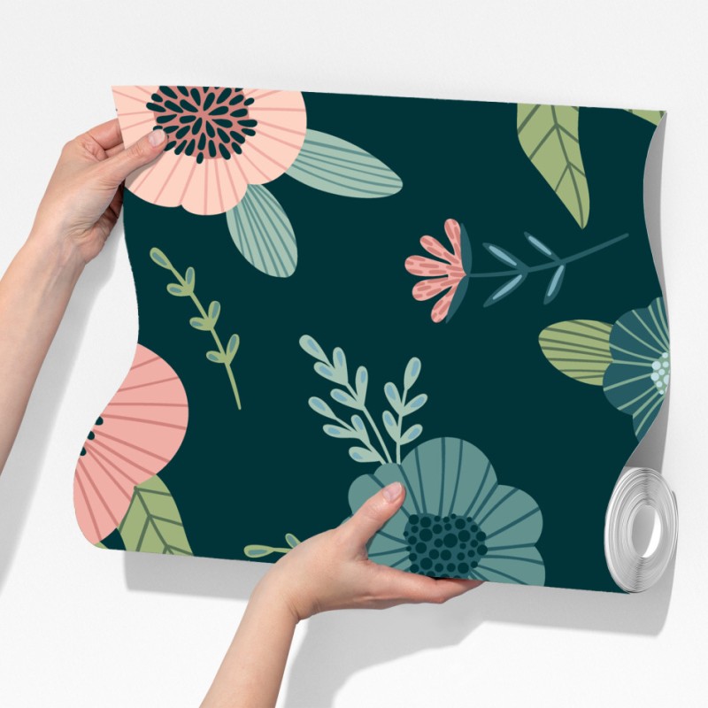 Fototapeta pastelowy botaniczny wzór kwiatowy – Wallissimo® Fototapeta pastelowy botaniczny wzór kwiatowy – Wallissimo®