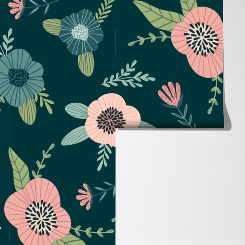 Fototapeta pastelowy botaniczny wzór kwiatowy – Wallissimo® Fototapeta pastelowy botaniczny wzór kwiatowy – Wallissimo®