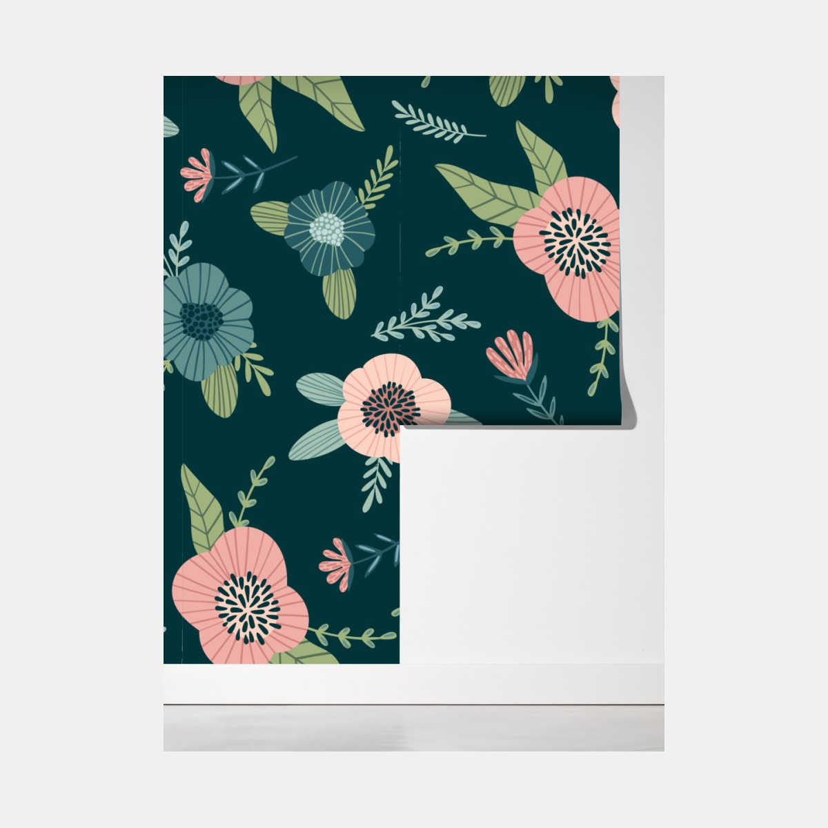 Fototapeta pastelowy botaniczny wzór kwiatowy – Wallissimo® Fototapeta pastelowy botaniczny wzór kwiatowy – Wallissimo®