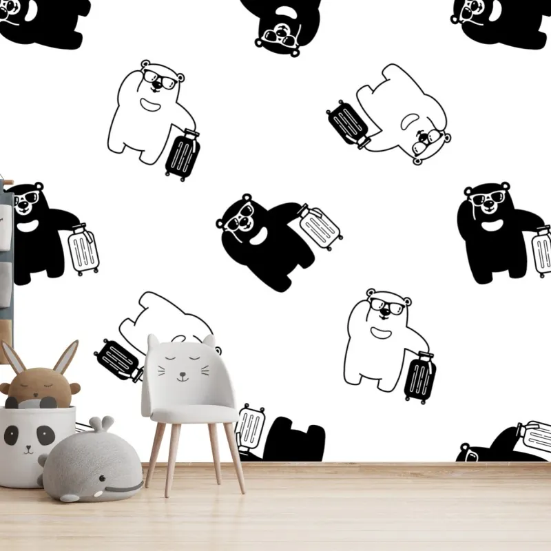 Wall mural traveling bears pattern