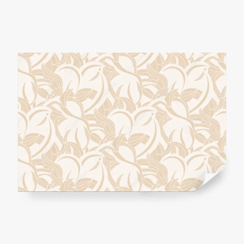 Wall mural beige botanical leaf pattern