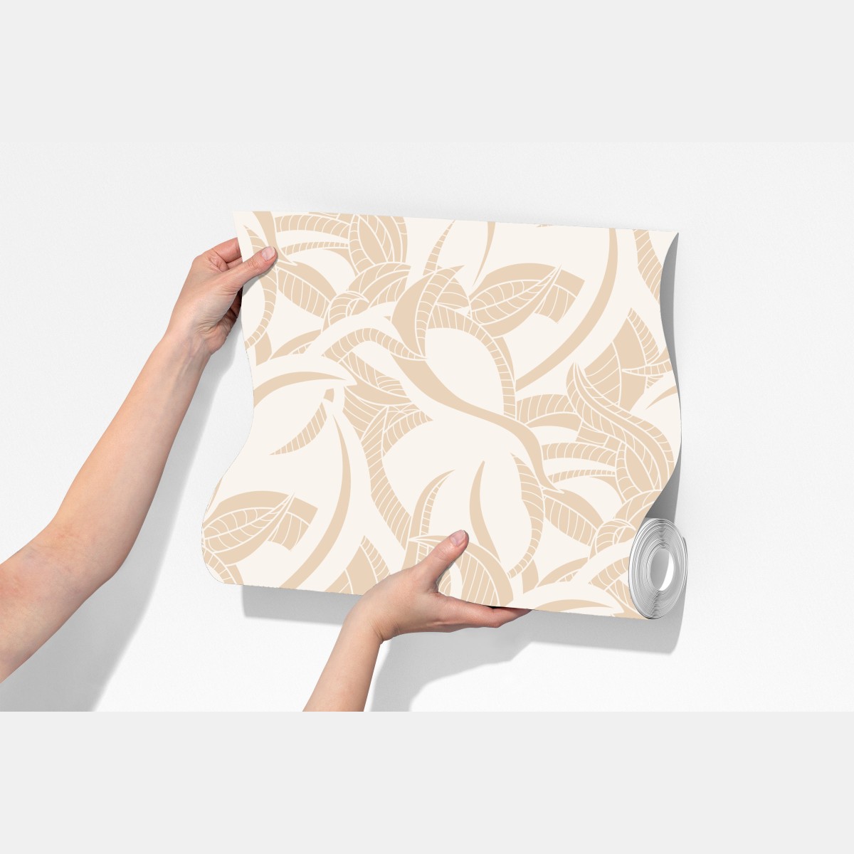 Fototapeta beżowy liściasty wzór botaniczny – Wallissimo® Fototapeta beżowy liściasty wzór botaniczny – Wallissimo®