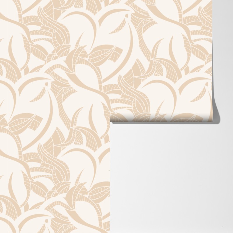 Fototapeta beżowy liściasty wzór botaniczny – Wallissimo® Fototapeta beżowy liściasty wzór botaniczny – Wallissimo®