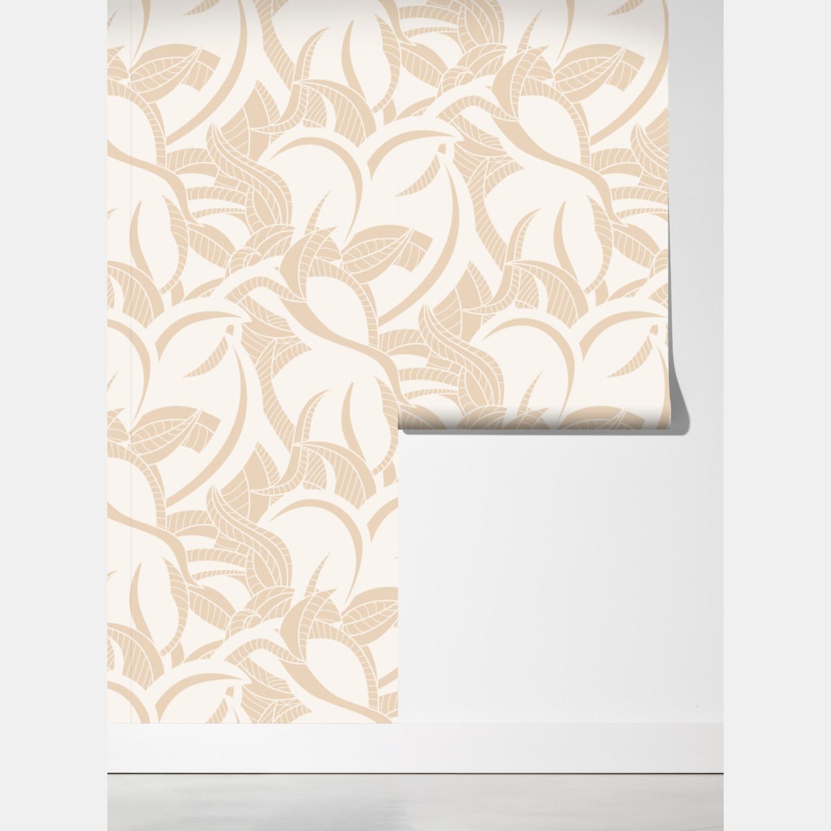 Fototapeta beżowy liściasty wzór botaniczny – Wallissimo® Fototapeta beżowy liściasty wzór botaniczny – Wallissimo®