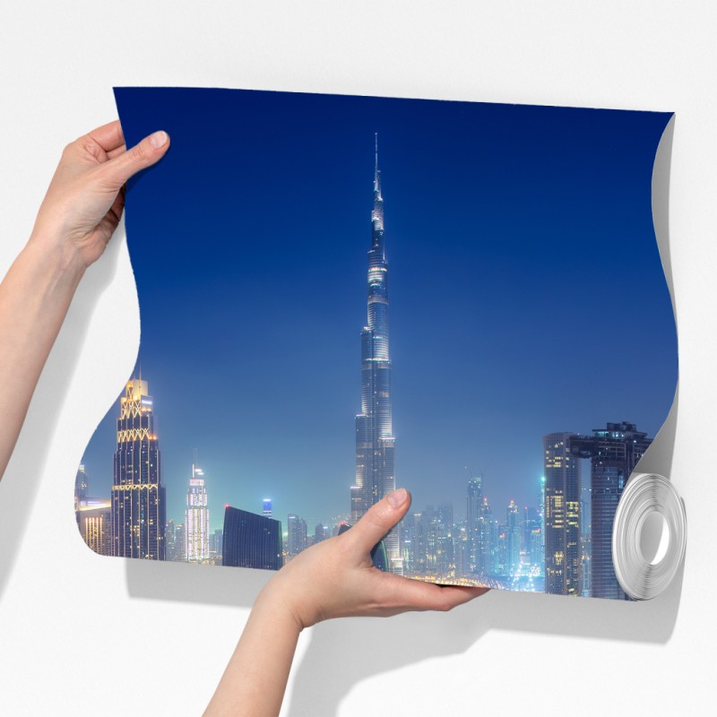 Fototapeta panorama nocnego Dubaju – Wallissimo® Fototapeta panorama nocnego Dubaju – Wallissimo®