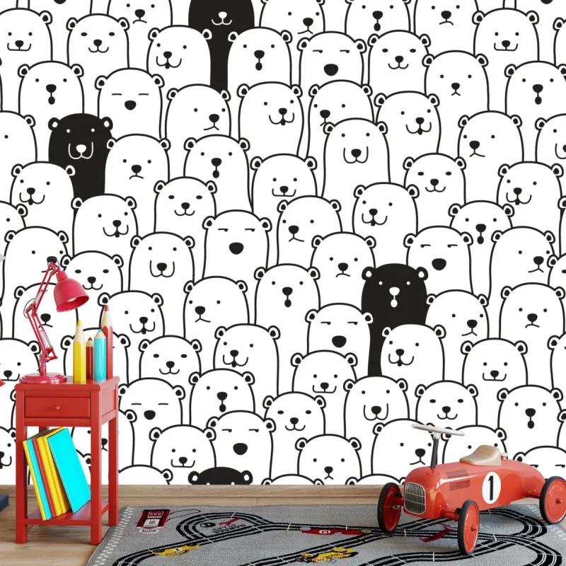 Wall mural adorable bear crowd pattern