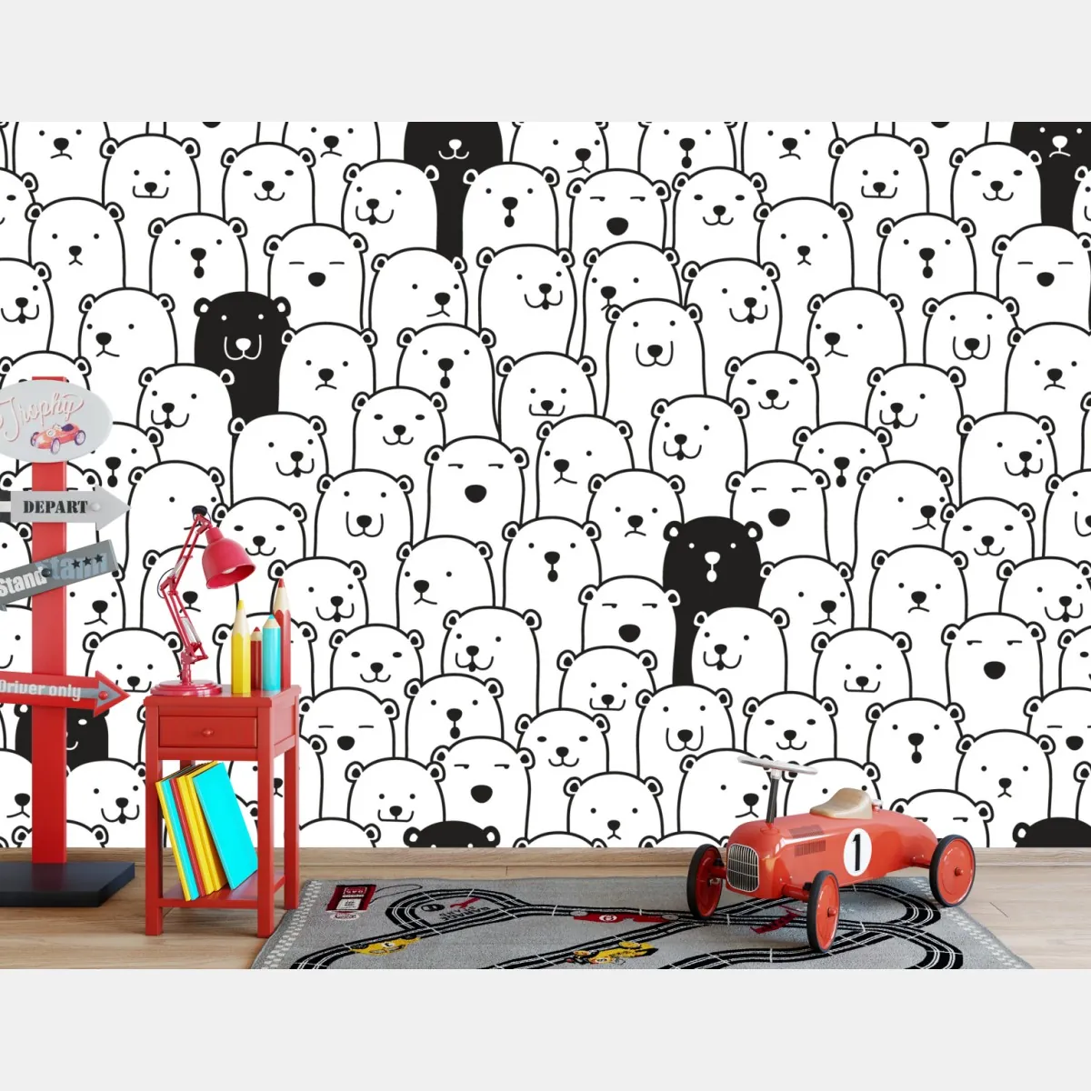 Fototapeta uroczy wzór z misiami – Wallissimo® Fototapeta uroczy wzór z misiami – Wallissimo®