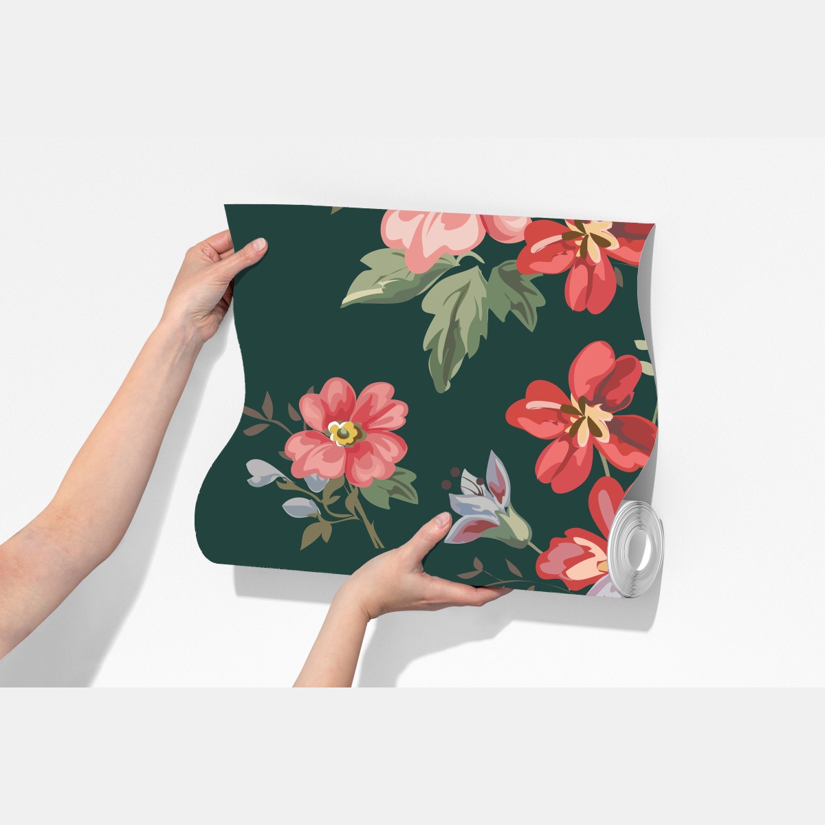 Fototapeta vintage różowy wzór kwiatowy na głębokiej zieleni – Wallissimo® Fototapeta vintage różowy wzór kwiatowy na głębokiej zieleni – Wallissimo®