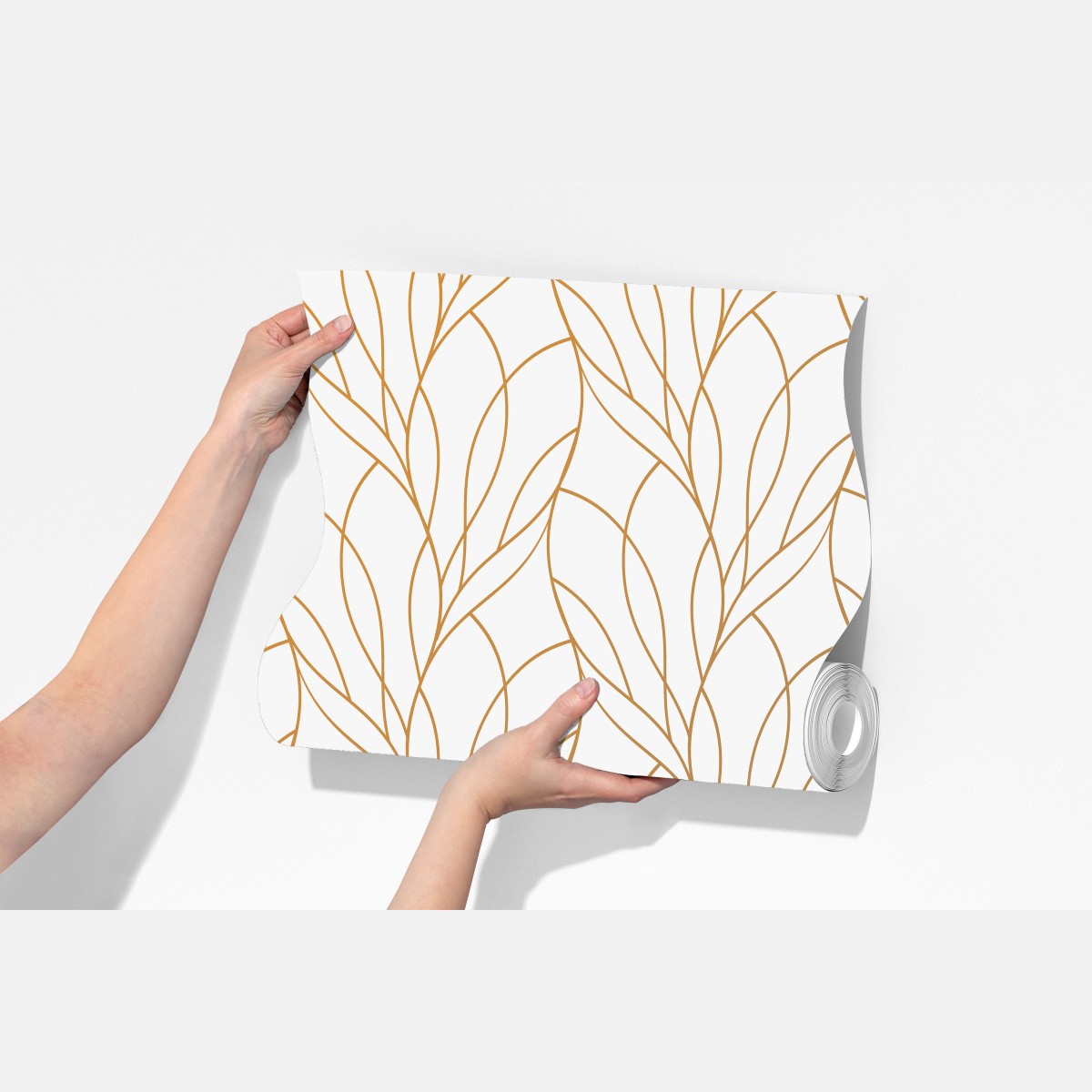 Fototapeta złoty wzór liści na białym tle – Wallissimo® Fototapeta złoty wzór liści na białym tle – Wallissimo®