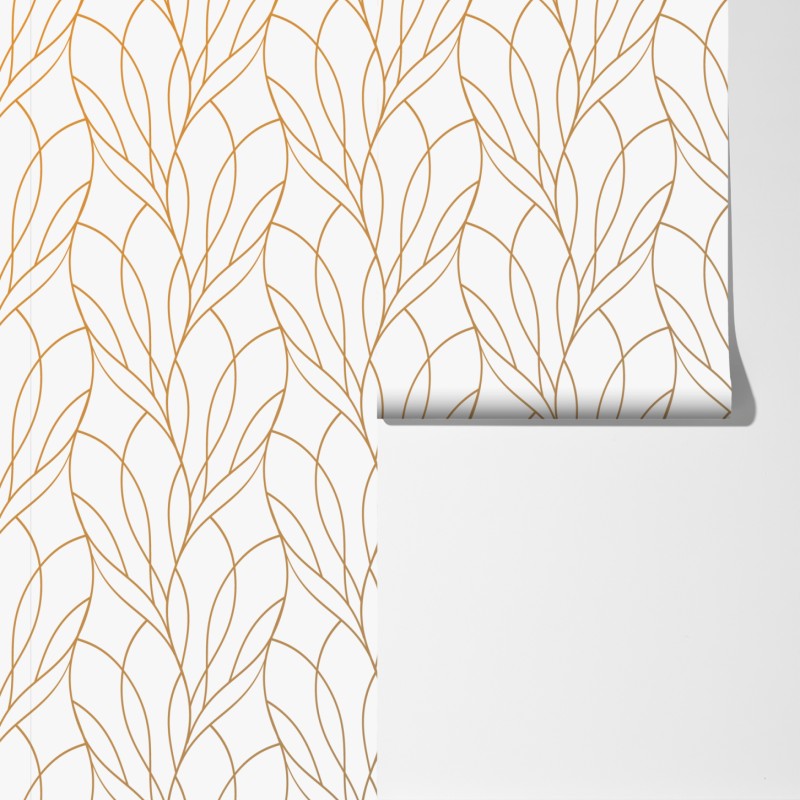 Fototapeta złoty wzór liści na białym tle – Wallissimo® Fototapeta złoty wzór liści na białym tle – Wallissimo®
