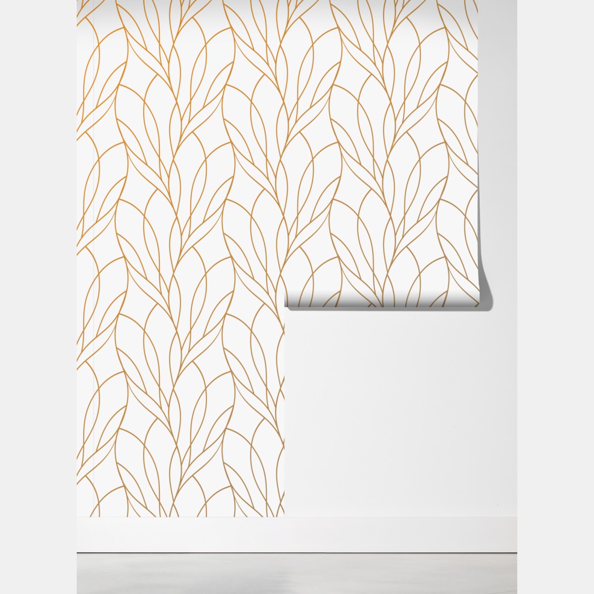 Fototapeta złoty wzór liści na białym tle – Wallissimo® Fototapeta złoty wzór liści na białym tle – Wallissimo®