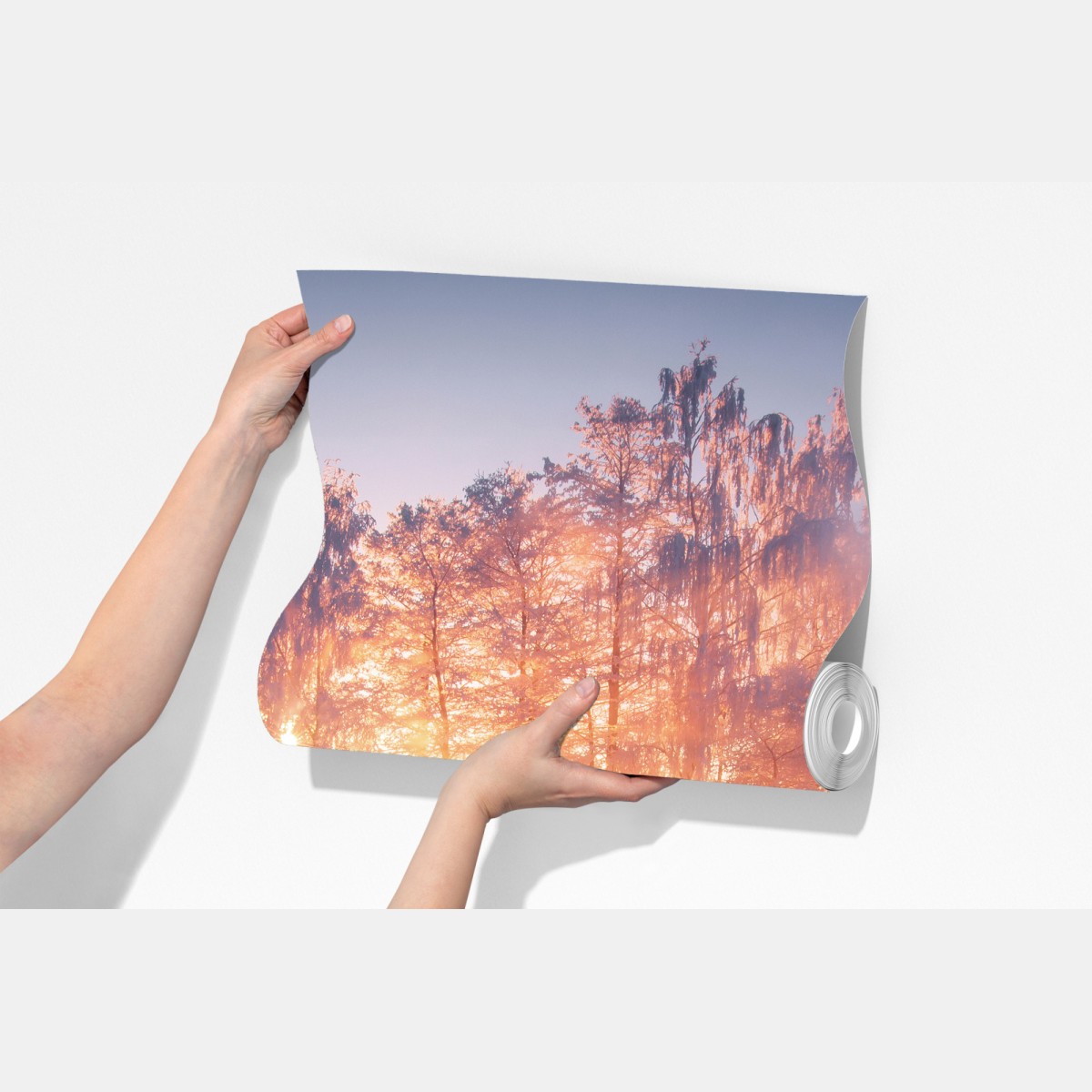 Fototapeta zimowy wschód słońca nad zamarzniętą rzeką – Wallissimo® Fototapeta zimowy wschód słońca nad zamarzniętą rzeką – Wallissimo®