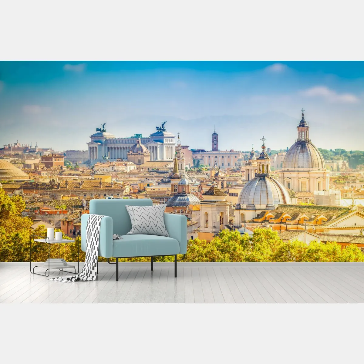 Fototapeta słoneczny widok na Rzym z kopułami – Wallissimo® Fototapeta słoneczny widok na Rzym z kopułami – Wallissimo®