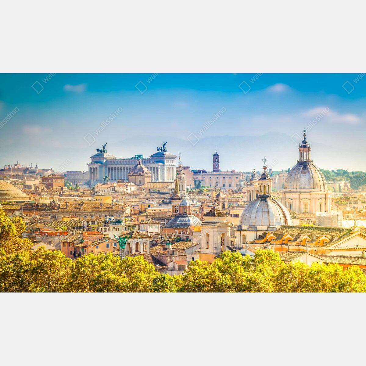 Fototapeta słoneczny widok na Rzym z kopułami – Wallissimo® Fototapeta słoneczny widok na Rzym z kopułami – Wallissimo®