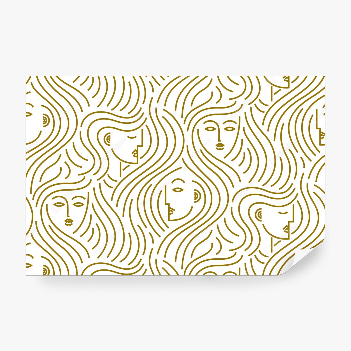 Fototapeta złote fale i abstrakcyjne twarze bezszwowy wzór – Wallissimo® Fototapeta złote fale i abstrakcyjne twarze bezszwowy wzór – Wallissimo®