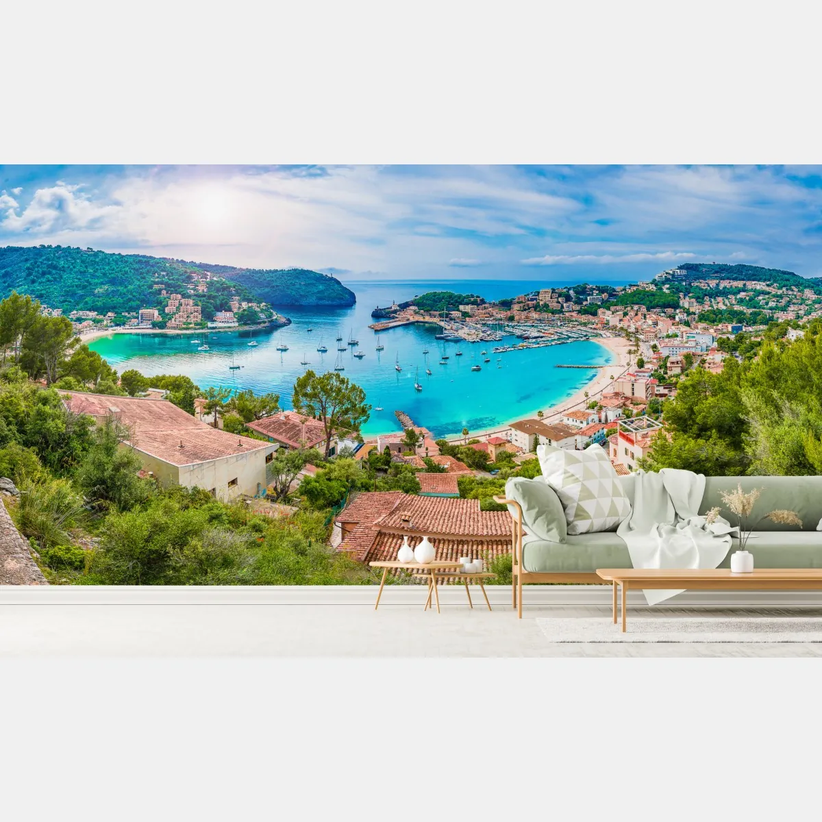 Fototapeta słoneczna panorama Port de Soller – Wallissimo® Fototapeta słoneczna panorama Port de Soller – Wallissimo®